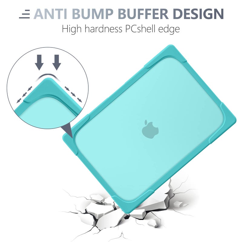 Batianda Heavy Duty Case for MacBook Pro 13 inch 2022 2020 Release A2338 M2 M1 A2289 A2251, Ergonomic Foldable Kickstand (Holds 22lbs) Matte Translucent Shockproof Cover with Spare Parts, Mint Green - Image 5